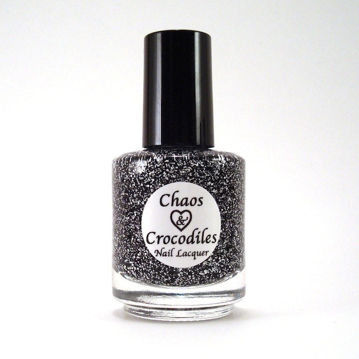 Black and White Matte Glitter Nail Polish - Read the Fine Print - Full Size