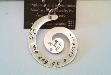 Recovery jewelry, One day at a time, AA necklace, spiritual jewelry, AA recovery, inspirational, motivational
