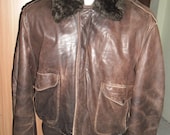 Stunning Vintage SCHOTT Flight Jacket, Brown Leather 184 SML Motorcycle Biker USA 80's Superb Condition Size 50