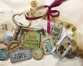 Ephemera pieces, an Eclectic set of 10 pc. handmade collage items, Altered arts, mixed media