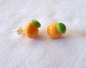 Tangy Orange Earrings - Handcrafted Polymer Clay Jewelry - Silver Plated, Nickel Free, Lead Free Post Earrings