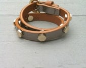 Metallic Silver and Gold Stud Belt Wrap Bracelet