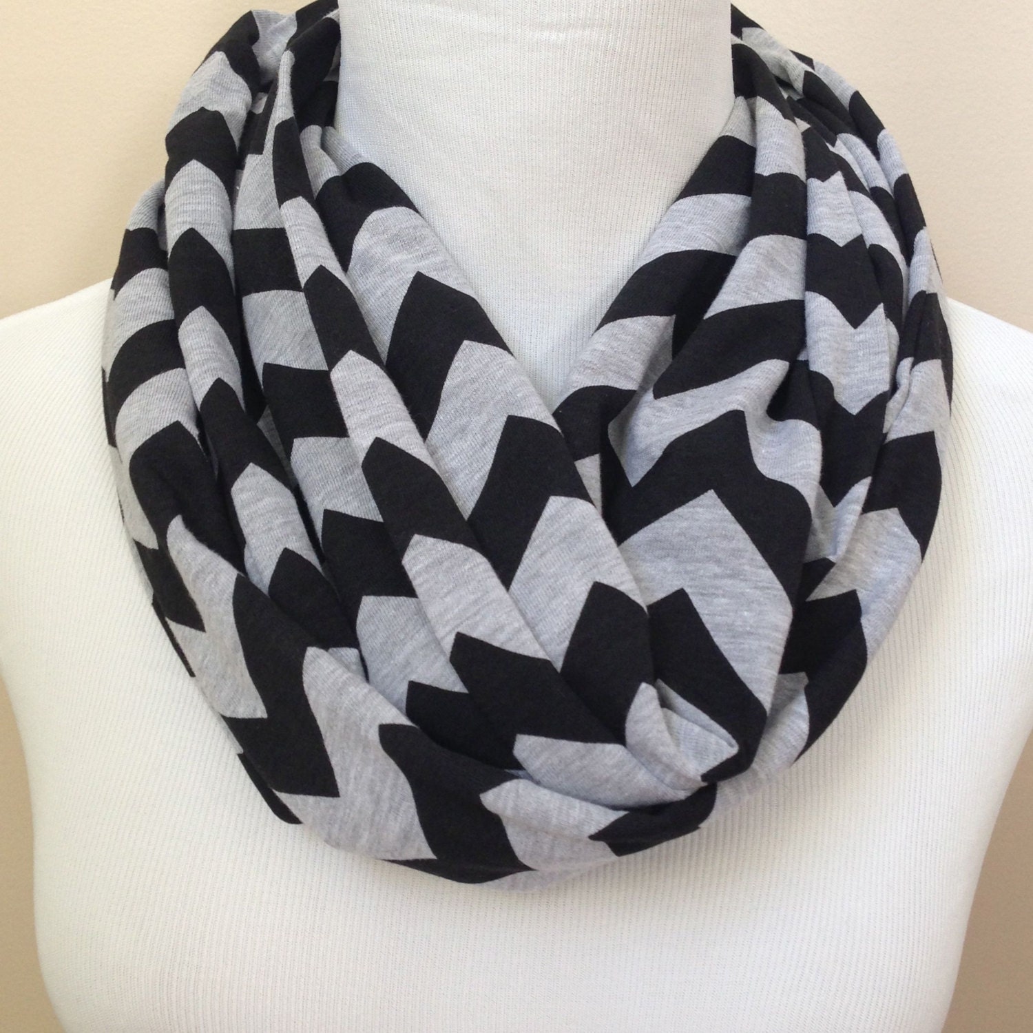 Black & Gray Chevron Infinity Scarf