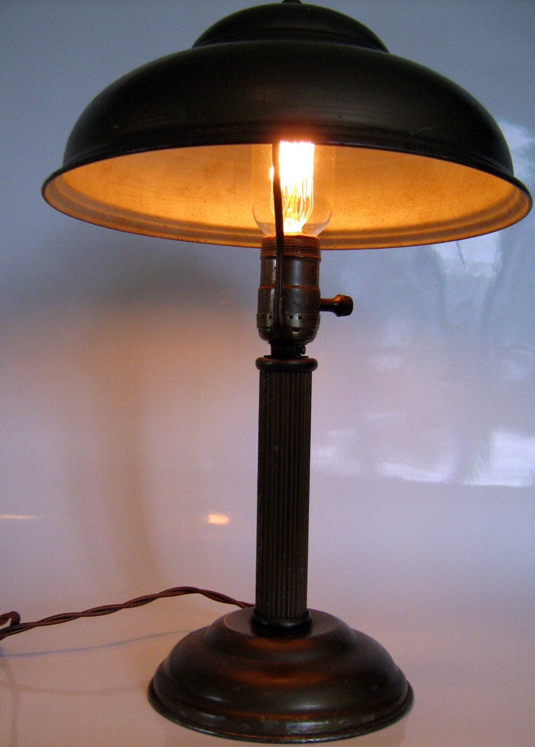 VINTAGE  romantic  living  lighting -  library bronze  mushroom TABLE LAMP