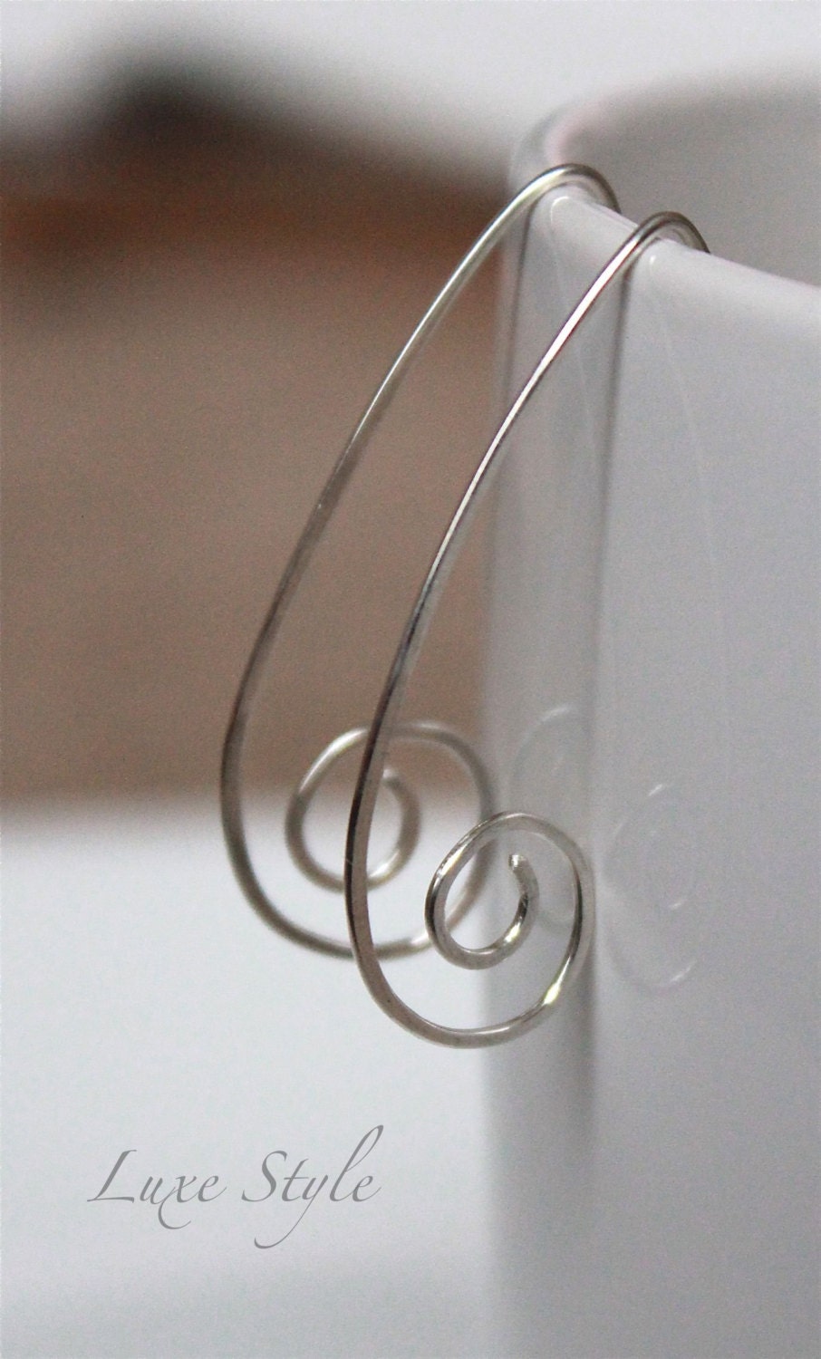 Modern Spiral Earrings, Sterling Silver metal jewelry