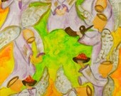Christian Art, Original Painting, Watercolor Painting, Framed Artwork, "Throneroom Worship"