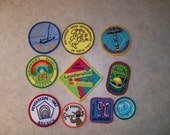 Vintage Girl Scout Badges, 10 Assorted Girl Scout Badges from 1980's, Colorful Embroidered Sew On Patches