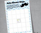 INSTANT DOWNLOAD - Chevron, Mustache - Baby Shower BINGO Game - Cards, Markers - Printable, Baby Shower, Game, Baby, Boy, Girl