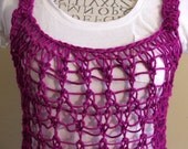 Knit Tank Top. Swimsuit Cover. Beachwear. Magenta. Size Small or Medium. Knitted Tank Top.