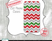 iPhone 4 / 4S / 5 and Galaxy S3 / SIII Interchangeable Insert for Bumper Cases - INSERT ONLY - Christmas Chevron Bling