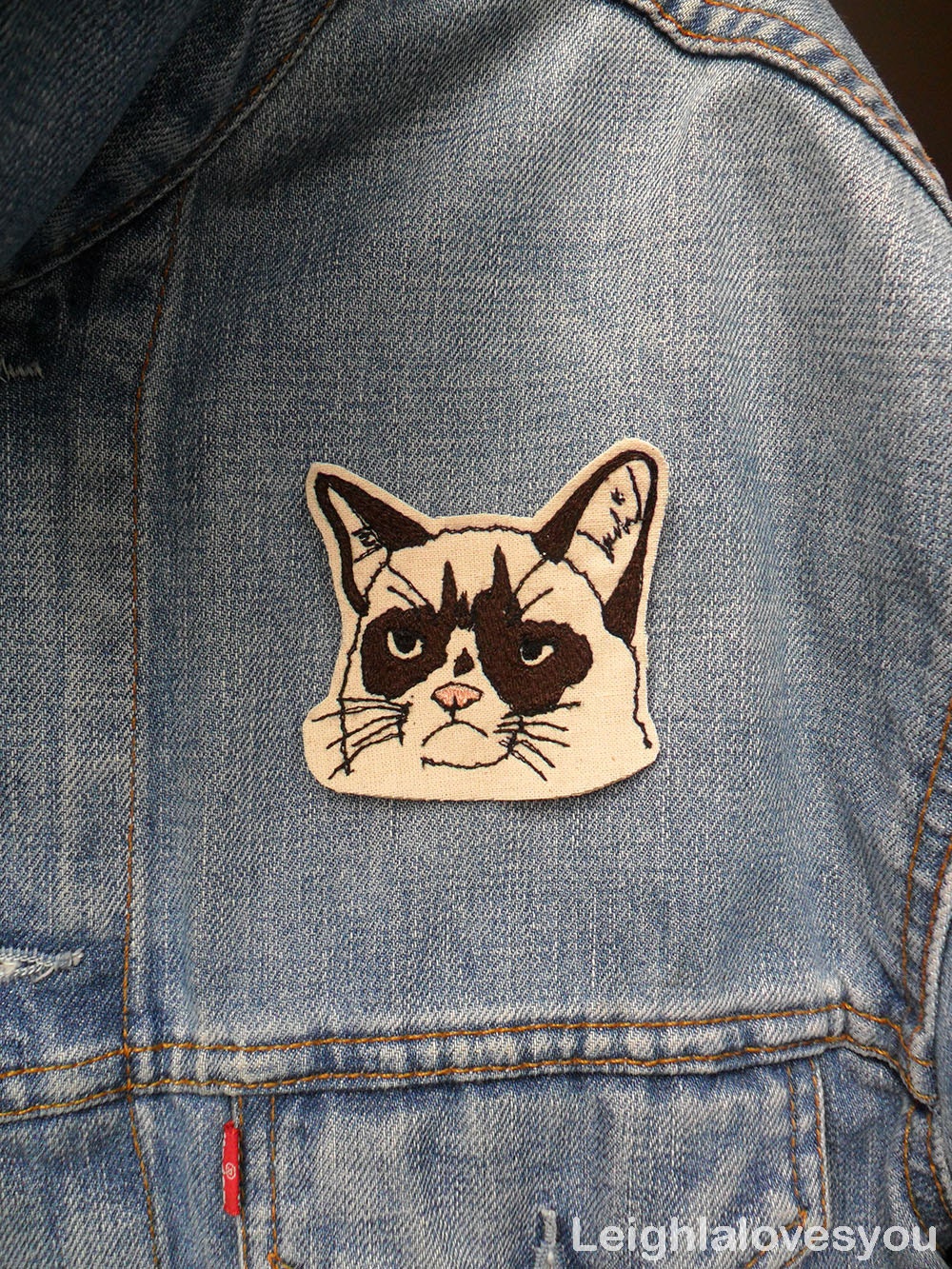 Grumpy Cat Embroidered Brooch/Patch