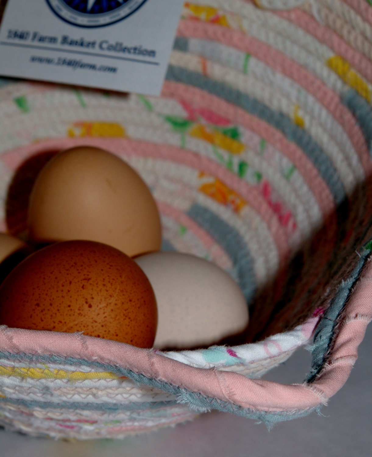 Small Coiled Fabric Egg Basket - 0119