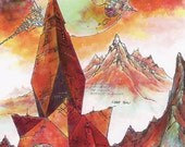 Master Defense Computer on Iron Mountain - Signed Print of Original Artwork by Floro Dery