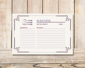 Printable Bridal Shower Recipe Card - Vintage Design - 'Classic Purple'