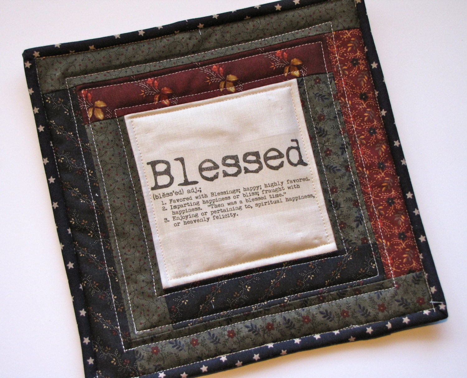 Blessed mini quilt, quilted mug rug, inspirational mug rug