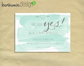 She Said Yes - Printable Engagement Invitation - Watercolor Invitation - Engagement Party - 5x7 Invitation Il_170x135