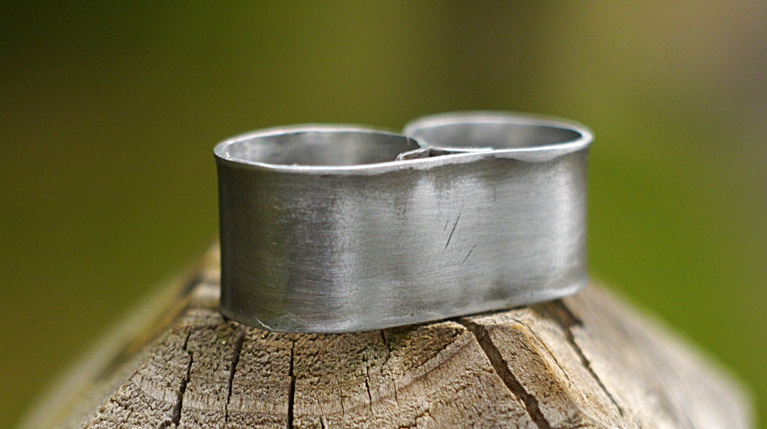 Shiny Silver Plain Double Finger Ring, Aluminum Two Finger Ring, Polished Finish, Wide Band Men's/ Women's Ring