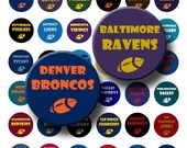 NFL Teams - Digital Collage Sheet  - 1 inch Round Circles - INSTANT DOWNLOAD - Buy 2 Get 1 Free - Sale