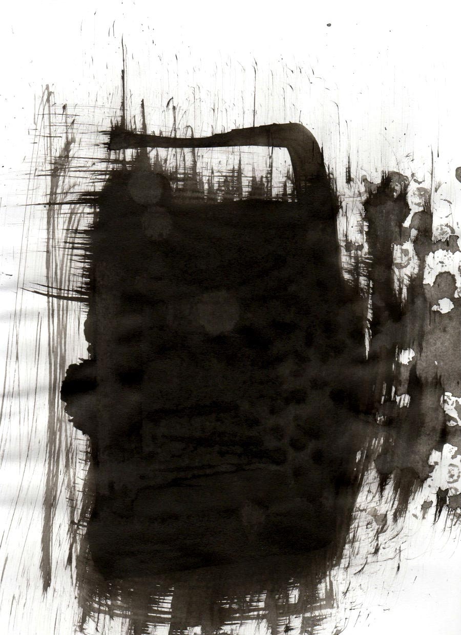Original abstract ink drawing on paper A4 - Stone wall - Ink dark/black and white/gestual/contemporany/modern/ink art/abstract art