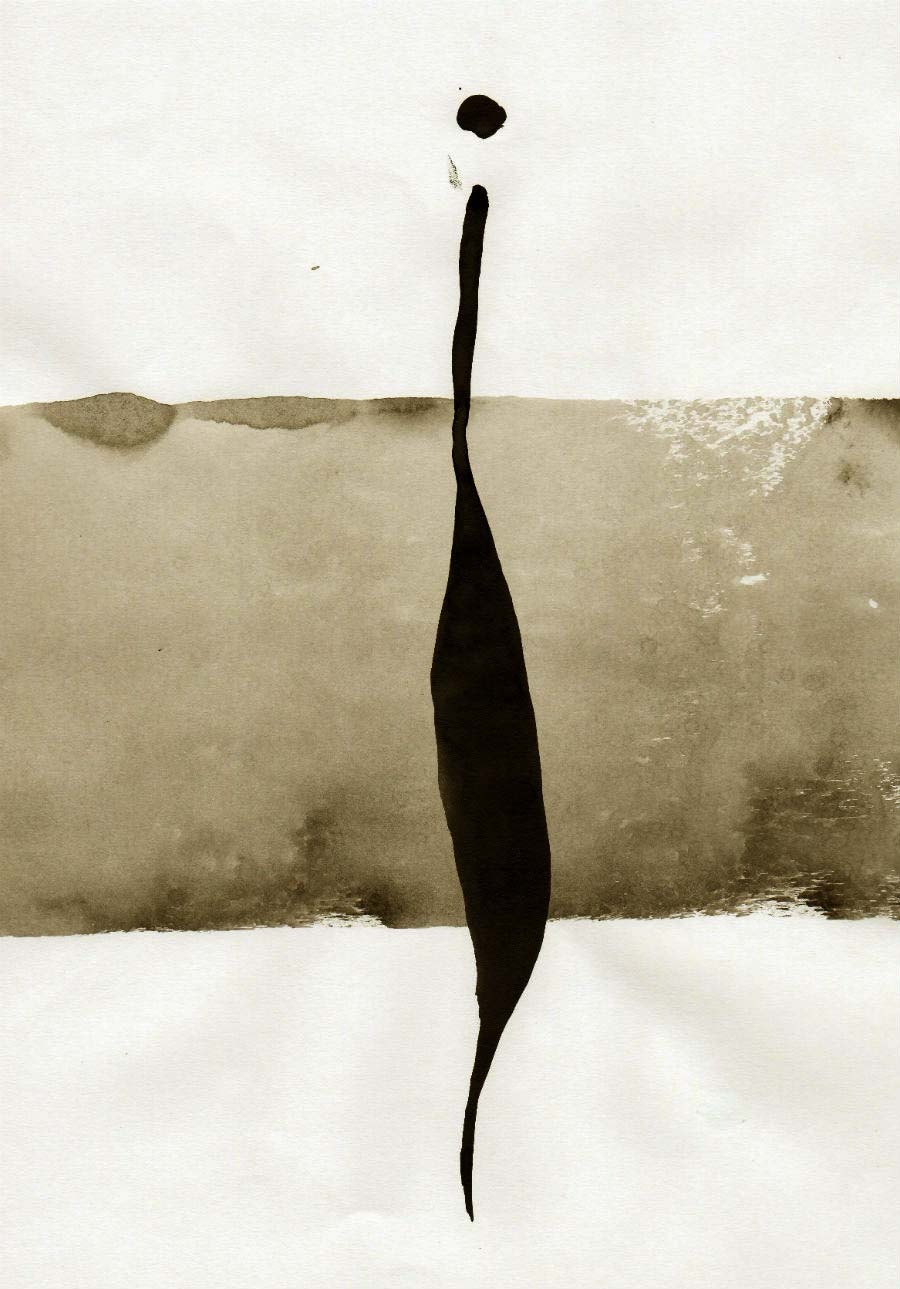 Original abstract ink drawing on paper A4. Falling water-Ink dark, ink wash, black and white, grey gray,modern, contemporany art ink,minimal