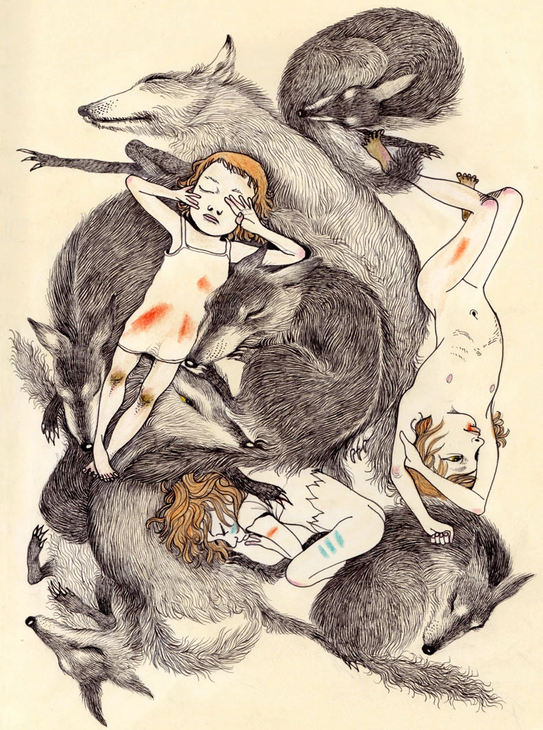 Wolf Children Illustration Print