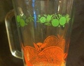 Vintage Retro Orange Juice Pitcher Glass Kitchen Brunch Breakfast Fruit