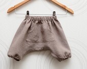 Linen boys harem shorts, sand brown toddler sarouel, bloomers // Size US 1-6 (EU 80-116)