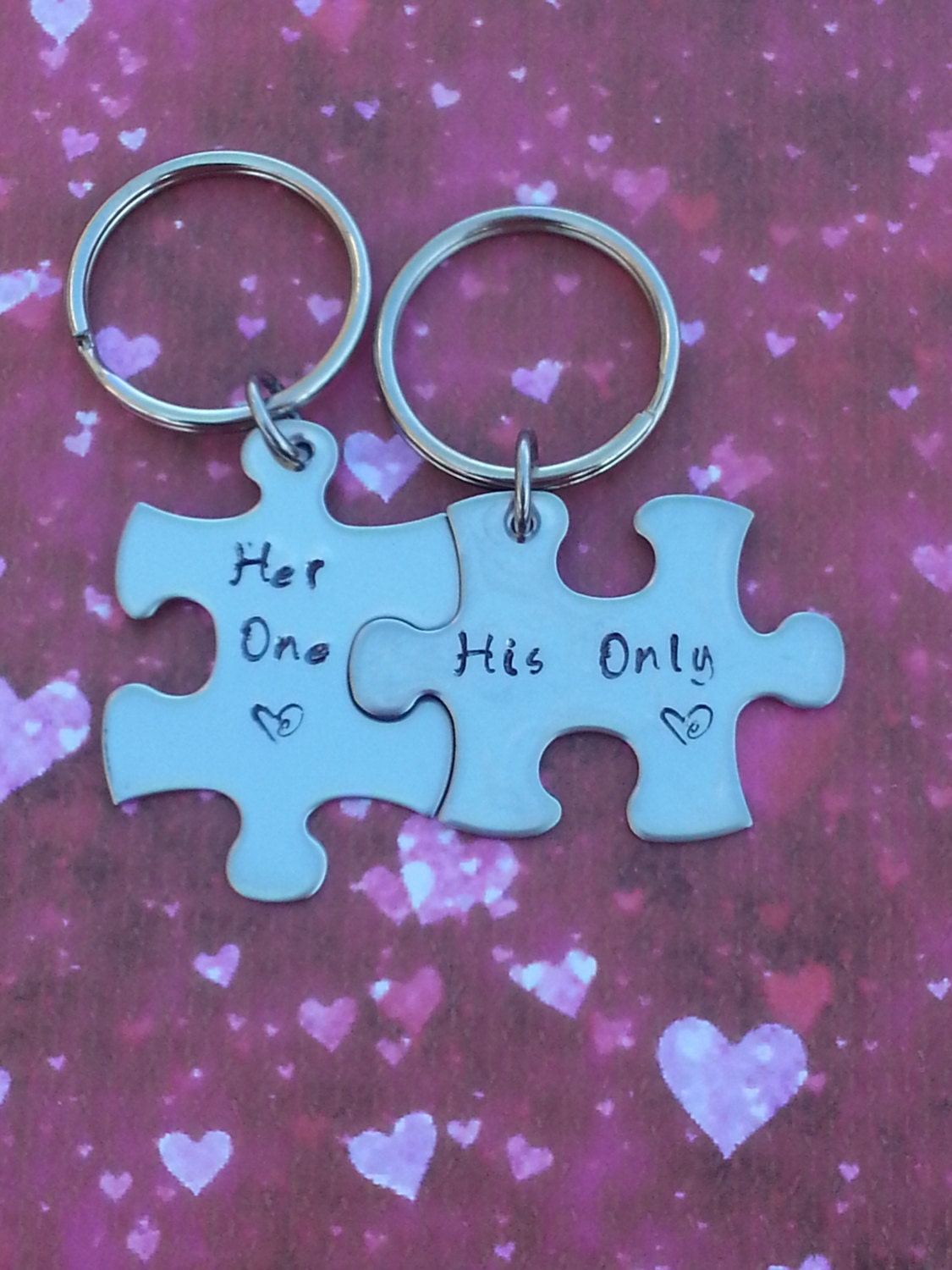 Valentine's Day Gift - His and Her Puzzle Piece Keychain Set - Couples,Wedding, Anniversary Keychain