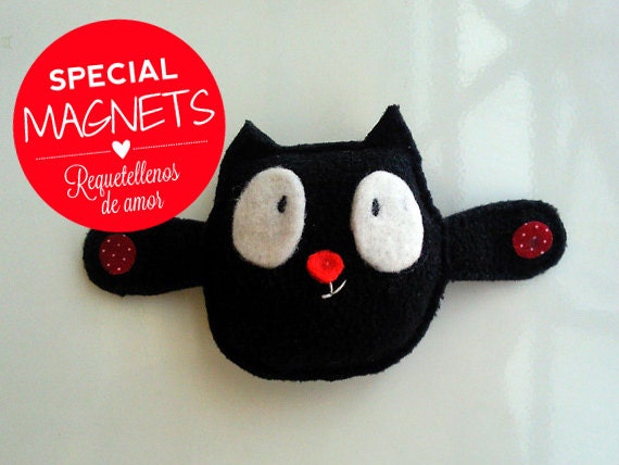 Handmade fridge magnet stuffed cute cat plushie eco friendly  CIJ