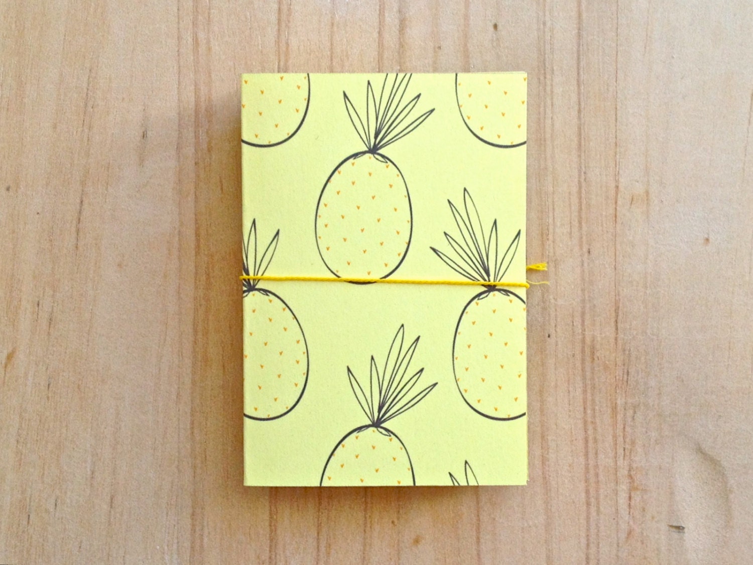 Mini Card Set Yellow Notecard Set Fruit Print Cards Pineapple Print Spring Pastel