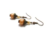 Peach Earring, Orange, Peach, Valentines Day gift, Valentines Day, Tiny Earring, Resin, Round, Baroque Earring. E10