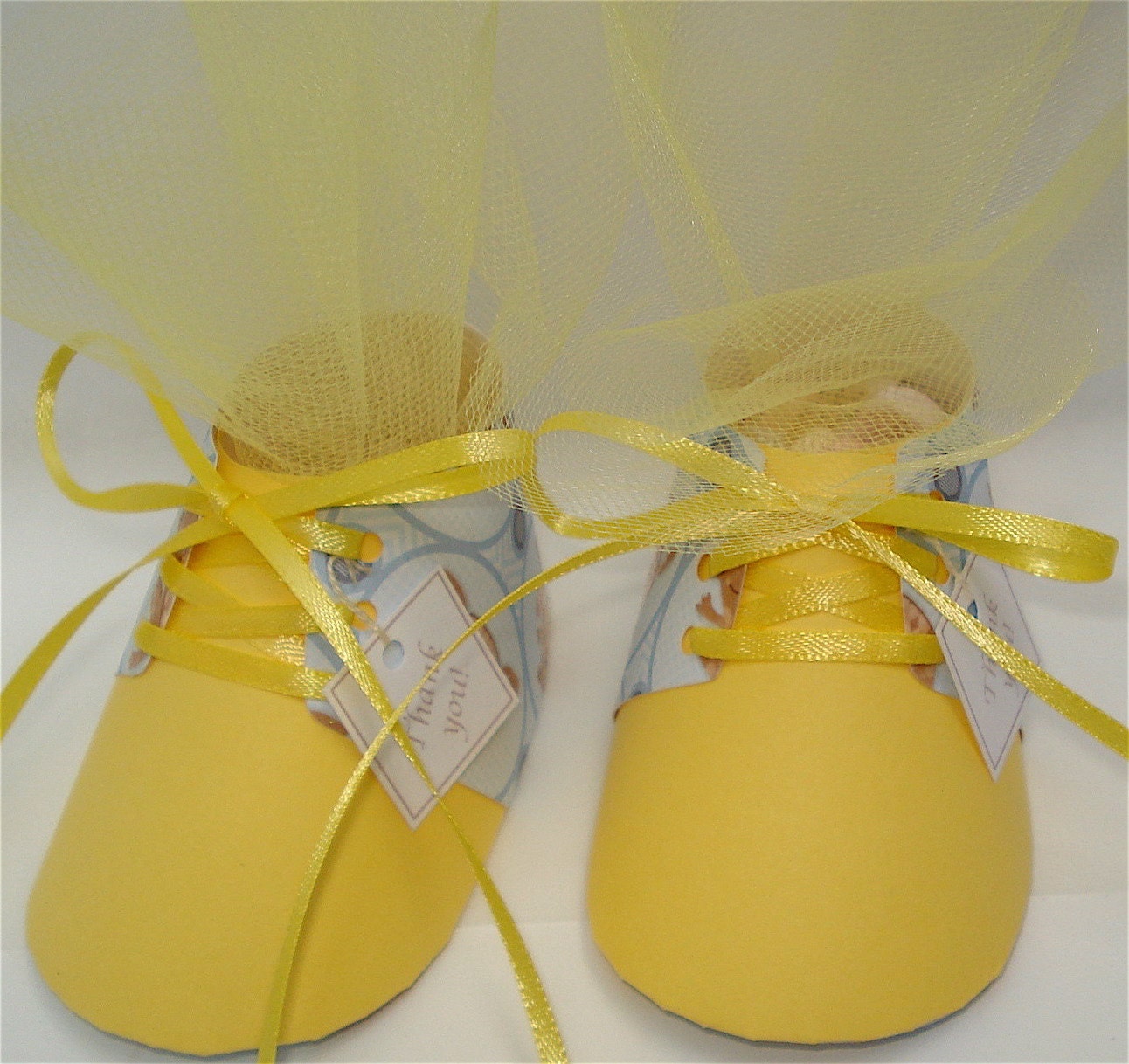 10 Handmade Paper BABY BOY SHOE Gift Favor / Boy Baby Shower Favors