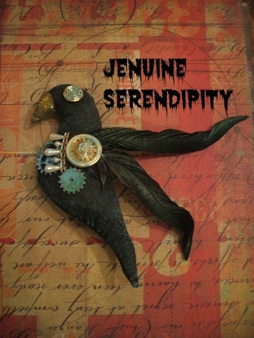 Steampunk art Raven/crow/bird assemblage ornament/holiday home decor  OOAK
