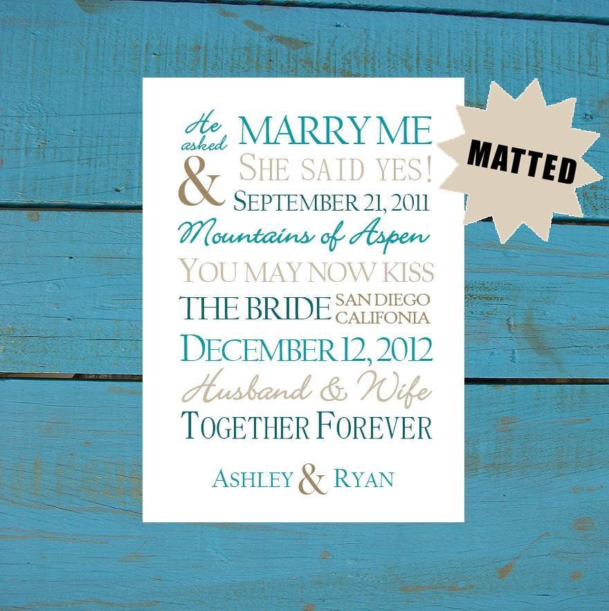 Matted Important LOVE STORY WEDDING Dates Print. Engagement & Wedding. Personalized and Fully customizable - Typography Subway Art