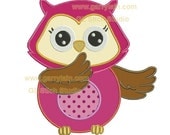 Owl applique, cute owl,   machine embroidery applique design, bird applique, owl pattern, three sizes, needlecraft, owl-008-2c-2