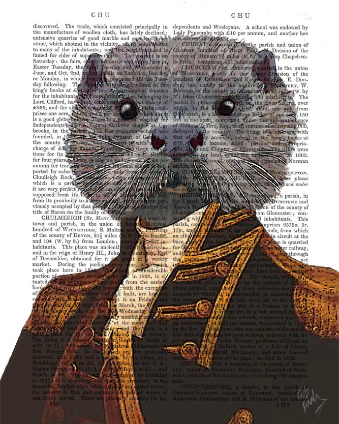 Captain Otter Print Portrait Acrylic Art Original Painting Print Mixed Media Otter Picture Animal Painting wall art wall decor Wall hanging