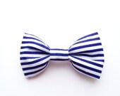 Handmade Classic Bow Tie Pin Brooch Vintage inspired Retro Striped Navy White Chic Modern :)