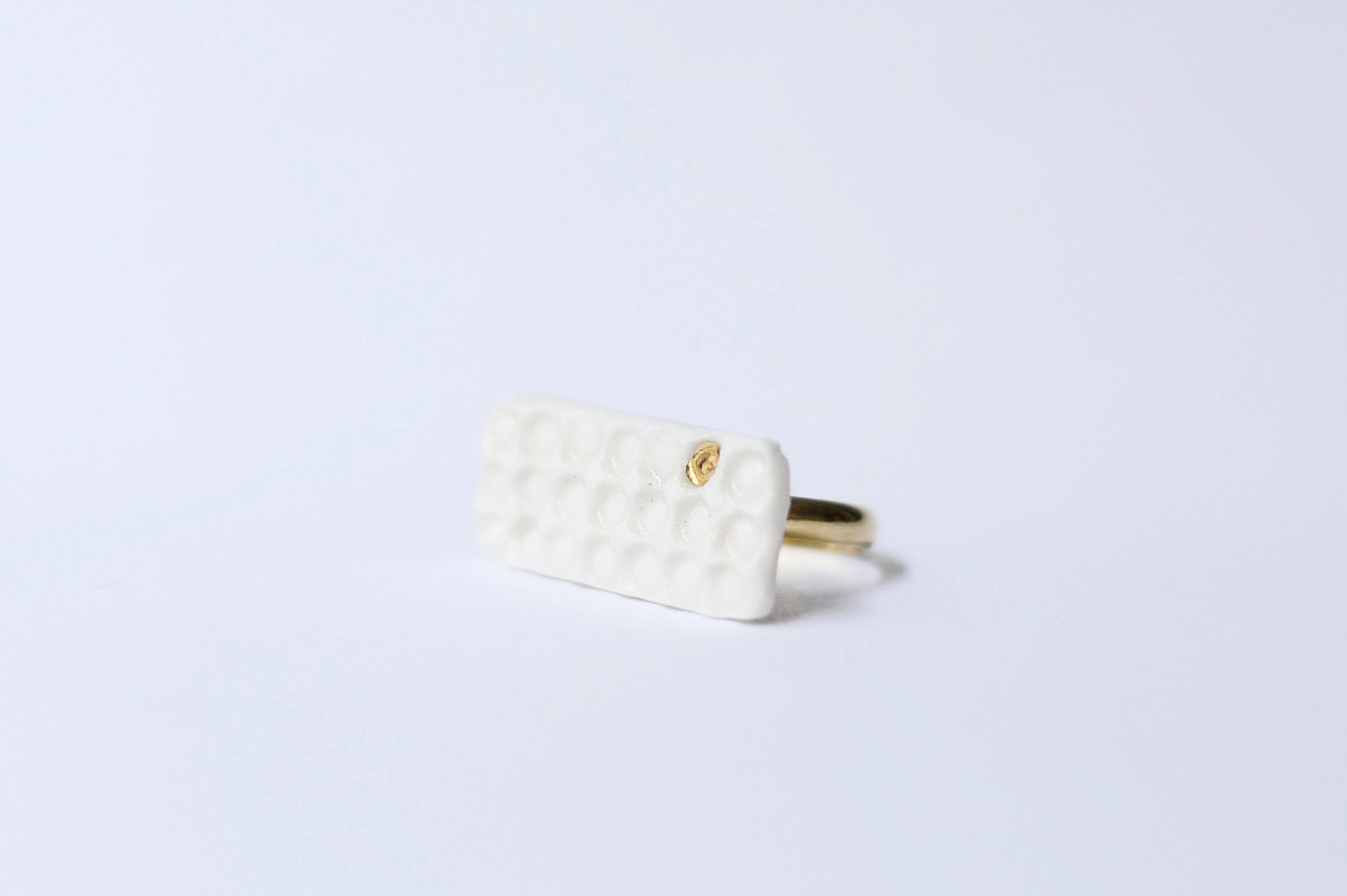 Kasai, porcelain ring, glazed and painted with gold, one of a kind (OOAK), Porcelain jewelry