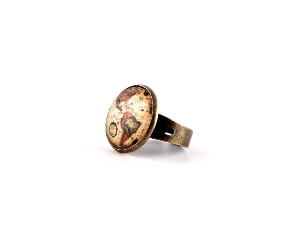 Ring-  Antique Globe, adjustable size - FREE SHIPPING