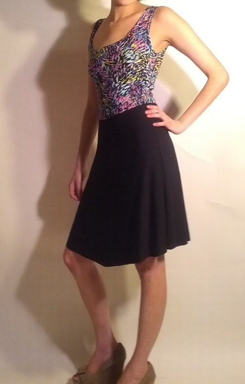 handmade dress - tiger print - neon -  tight dress - lisa frank - , upcycled clothing - womens clothing - free shipping