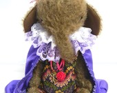 CHARLOTTE, cute brown princess baby mohair elephant, handmade artist bear OOAK