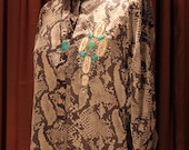 Graphic Reptilian Print Silk Kurta Tunic with stone embroidery detail Pakistani
