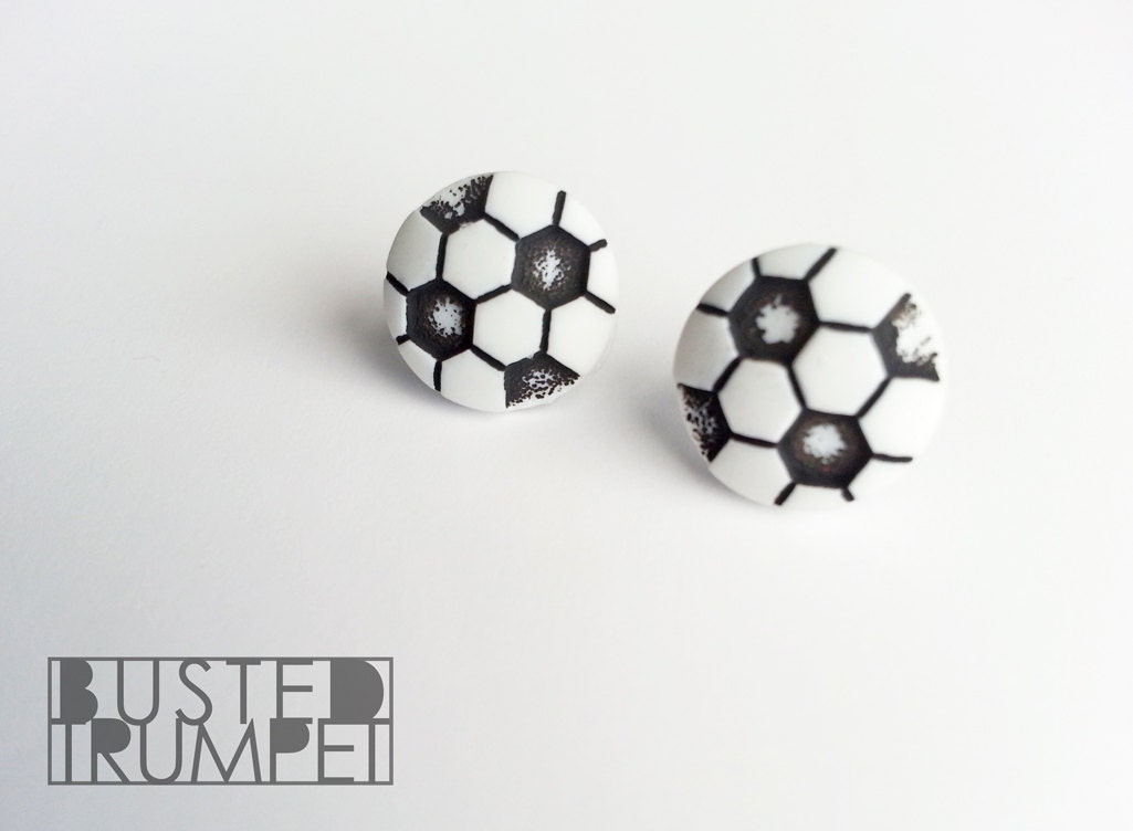 Mini Soccer Ball Earrings - Futbol Studs - Surgical Steel Posts