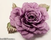 Deep Purple Silk flower hair clip, Rose flower corsage, silk Rose, bridal floral headpiece, purple flower accessory