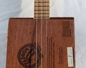 Acoustic/Electric 3 String Cigar Box Guitar, 22 Fret CBG, Oak Neck, Padron Box