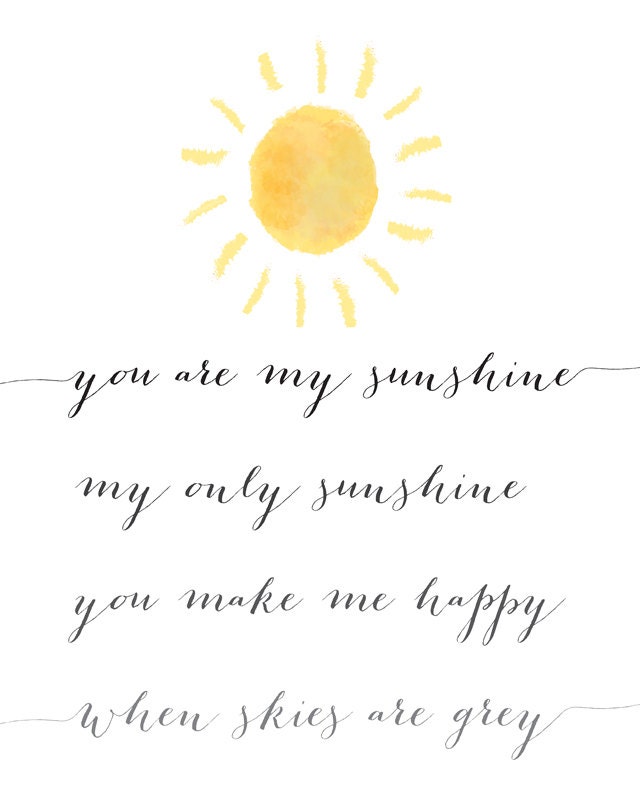 Simple "You are my sunshine" 11x14 wall print for home or nursery