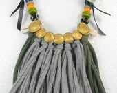 Button Necklace Fabric necklace Recycled Jewelry Button Jewelry