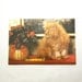 Vintage post card - greeting card - not used - cat flowers basket - yellow brown red - USSR Russia soviet - europeanstreetteam