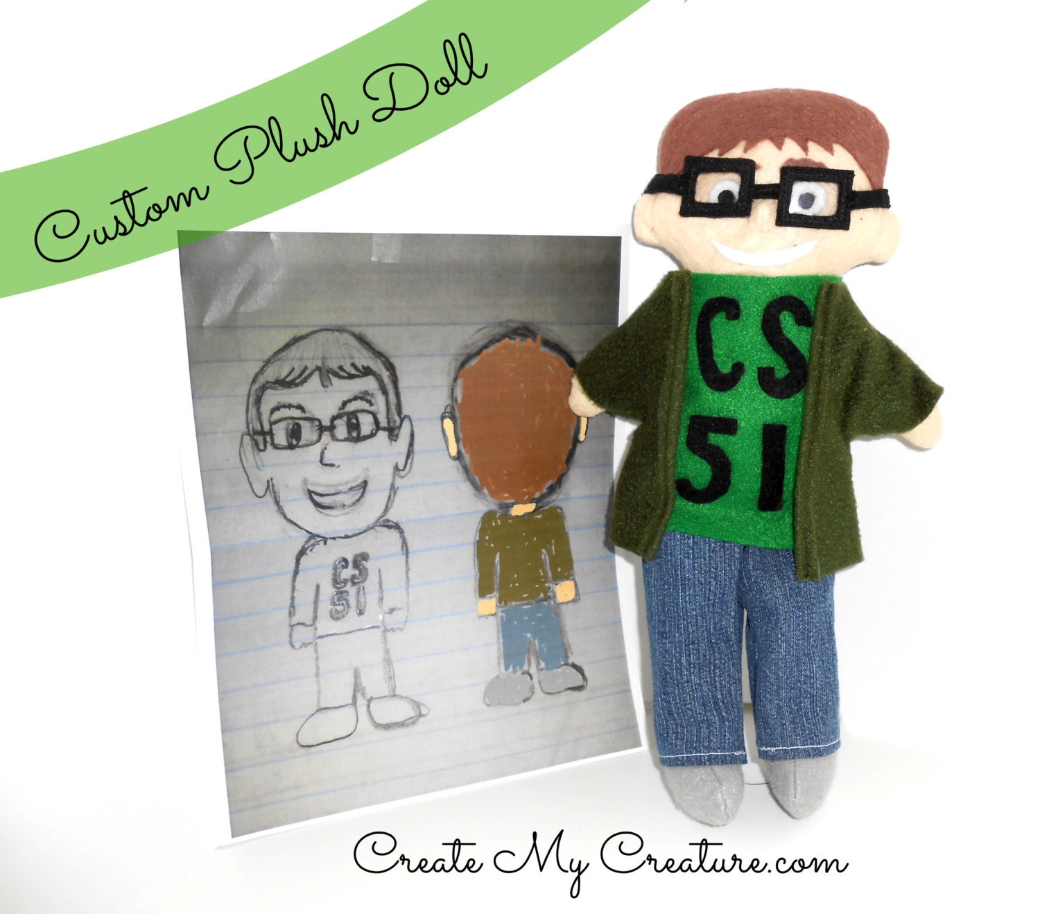 Custom Plush Doll From a Drawing- Large Stuffed Doll - Childrens Plush Toy - Kids Stuffed Animal from art