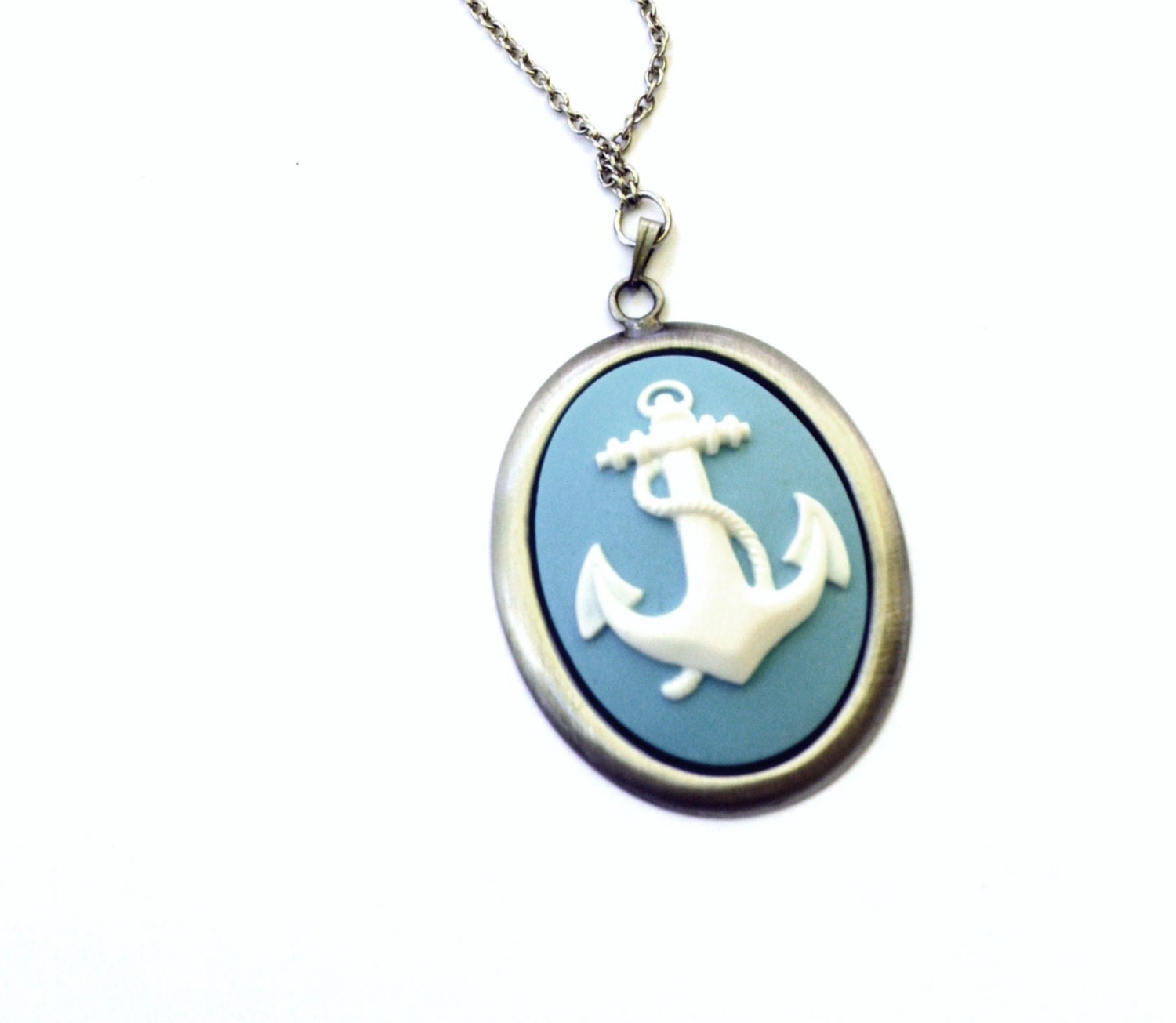 Anchor Necklace - Blue and White - Nautical - Ocean - Summer - Under 20 - For Her - Beach